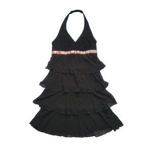 VTG Y2K Babydoll Halter Tiered Dress Size 8 Fairy Grunge Balletcore Coquette